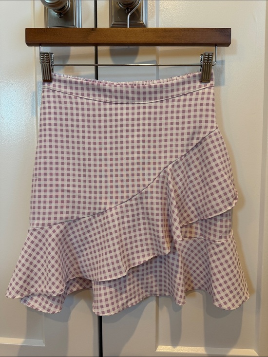Altar'd State Dresses & Skirts - A’ltard State XS Lavender Gingham Ruffle Mini Skirt Made in USA